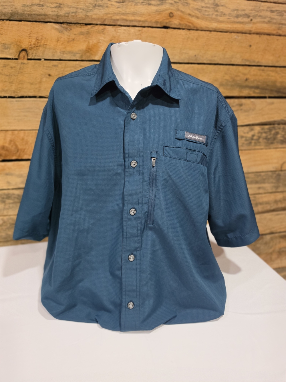 Eddie Bauer Men’s XXL Teal Short Sleeve Performance Fishing Shirt